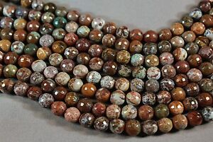 NATURAL AFRICAN GREEN OPAL 8MM FACETED ROUND BEADS 15.5" STRAND