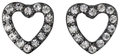 Pendientes Corazón Tachuelas con Cristales Chapados en Negro Peregrino unos 10mm Regalo Amor Foto 1 de 4