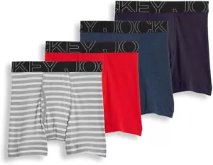Ropa interior para hombre Jockey ActiveBlend 5" calzoncillo boxer paquete de 4 gris rayas mar azul rojo - Imagen 1 de 4