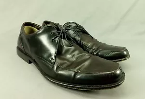 Hugo Boss Leather Dress Shoes Oxford Lace Up Black Brown 10 Italy - Picture 1 of 11