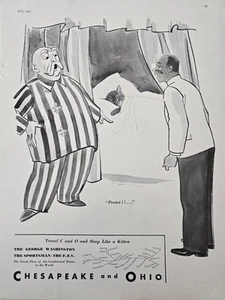 1934 Chesapeake and Ohio Railway Chessie Cat Bed Porter Fat Man PJs Vintage ad - Picture 1 of 1