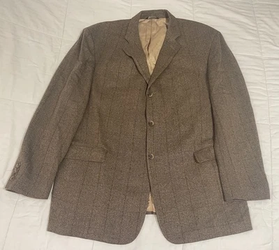 Linea Uomo Blazer Mens 48L Wool Silk Brown Tweed Suit Jacket Sport Coat Italian - Image 1 of 4