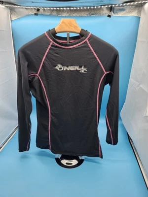 Camisa de natación O’Neill para mujer manga larga protección contra erupciones negra rosa ribete mediano UPF... Foto 1 de 3