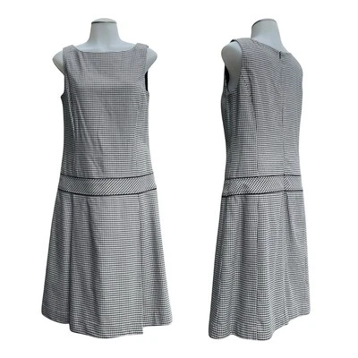 ISAAC MIZRAHI Womens 6 Shift Dress Houndstooth Pleated Sleeveless Tank Mid NWOT - Image 1 of 4