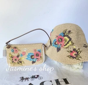 NWT Coach Nolita 19 With Floral Embroidery CJ724 + Floral Crochet Hat CK691 - Picture 1 of 10