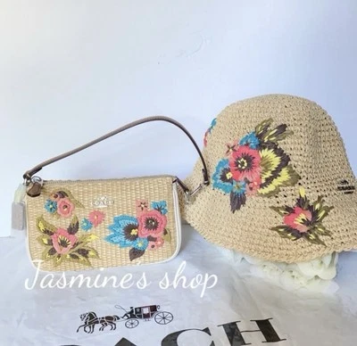 NWT Coach Nolita 19 With Floral Embroidery CJ724 + Floral Crochet Hat CK691 - Image 1 of 4
