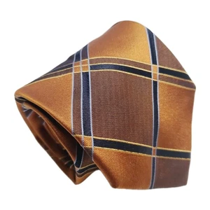 Cravatta uomo Kolte marrone fantasia quadri cravatta collo seta tessuto jacquard - Foto 1 di 5