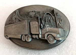 Vtg Siskiyou Belt Buckle Co 1988 Trucking Across America NY to CA New NOS - Picture 1 of 3