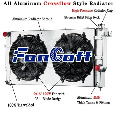3 Row Radiator+Shroud+Fans For 1994-2002 1996 Dodge Ram 2500 3500 5.9L Diesel Foto 1 de 4