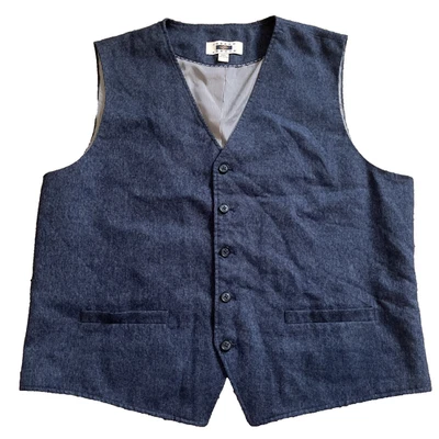 Joseph Abboud Vest Mens 2XL Blue Lined Five Button Faux Pocket Classic Fit - Image 1 of 4