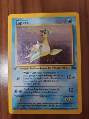 JCC Pokémon Lapras 1ª Edición Rara Carta Holográfica #10/62 Fósil Foto 1 de 4