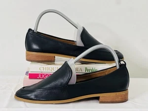 Susina Womens Kellen Black Leather Almond Toe Slip On Shoes Flats Loafers 8M - Picture 1 of 13