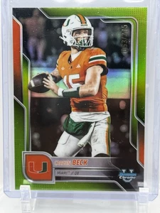 2025 Bowman University Chrome #138 Carson Beck Lime Green Refractor #/275 - Picture 1 of 2
