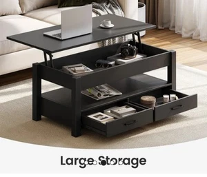 Lift Top Coffee Table with Storage Shelf Hidden Compartment Wood for Living Room - Picture 1 of 1