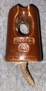 Pat. Pending Brown Ceramic Porcelain Glazed Electric Power Line Insulator - Picture 1 of 7