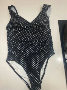 Shade And Shore Padded Swimsuit Bathing Suit New Size Large 14 Polka Dot Print - Picture 1 of 5