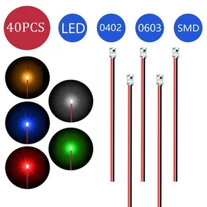 40x LED 0805 0402 1206 0603 SMD mit Kabel Microlitze 30cm verlötet Miniatur - - Bild 1 von 14