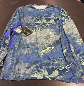 Realtree Fishing WAVE Blue Water Camo Shirt Long Sleeve Men's Size 2XL New L2 - Picture 1 of 7