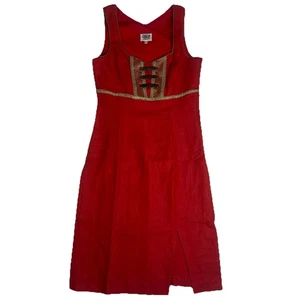 Country Line Western 100% Leinen Kleid Midi Gr. 34 rot - Bild 1 von 4