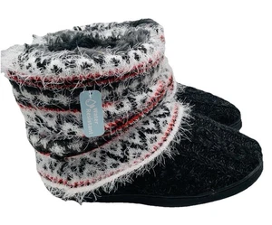 Muk Luks Slipper Boots Cable Knit Women's Winter Christmas Eyelash Lined Sz 9-10 - Picture 1 of 14