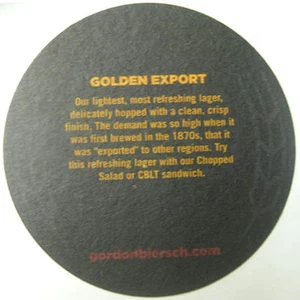 GORDON BIERSCH GOLDEN EXPORT Beer COASTER, Mat, San Jose, CALIFORNIA - Picture 1 of 2