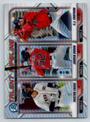 2021 Bowman Chrome Refr #TPBOS C.J. Chatham/Jarren Duran/Casas (ref 204659) - Image 1 of 2