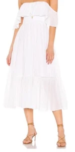 MAJORELLE Smocked Off-Shoulder White Midi Dress Sundress Boho REVOLVE Sz Small - Picture 1 of 8