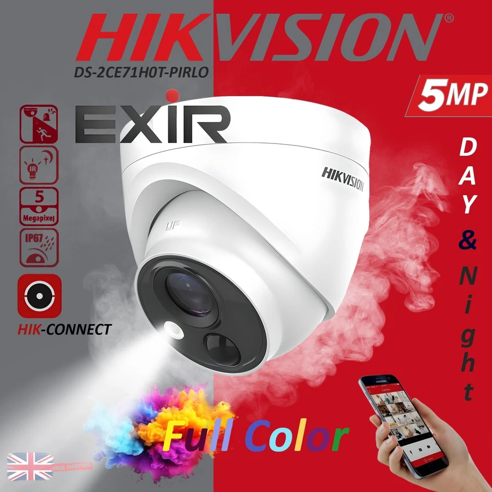 Hikvision 5mp CCTV Camera Full HD 20m EXIR Night Vision UK PIR Pirl Motion Light