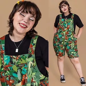 RUN AND FLY Orangutan Stretch Twill Cotton Shorts Dungarees Overalls Cute - Picture 1 of 6
