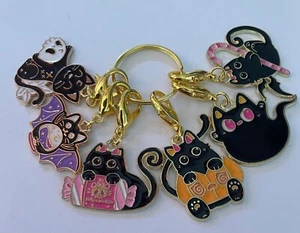 Stitch Marker 6 Crochet Knitting markers counters counter HALLOWEEN cat kitten - Picture 1 of 1
