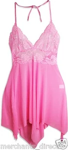 SEXY PINK SHEER & LACE BABYDOLL LINGERIE, NIGHT WEAR, S/M 4 - 10 FINAL SALE - Picture 1 of 6