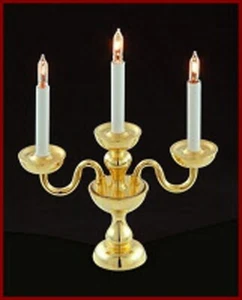 Dolls House Working 3 Arm Candelabra Light Gold Coloured Miniature 12v 1086 - Picture 1 of 1