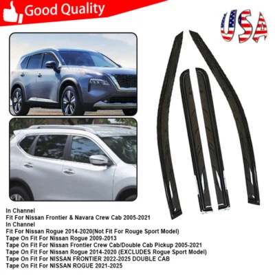 Smoke Window Visors Vent Sun Rain Guards Shade Deflector Shields Fit For Nissan Foto 1 de 4