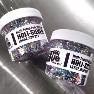 NEW 2 OZ. Jar HOLO-SILVER Hi-Temp Glitter .030 Hex Fishing Lure Making plastisol - Picture 1 of 2