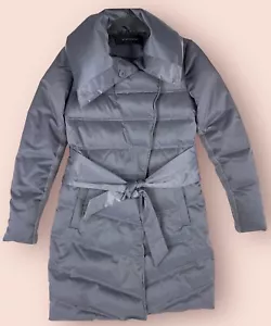 Elie Tahari Daunenpuffermantel Gürtelschal Kragen grau Damen Größe extra klein XS - Bild 1 von 20