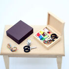 1 lot d'accessoires miniatures maison de poupée échelle 1/12 kit de couture boîte ornements en bois