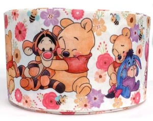 GROSGRAIN RIBBON 5/8", 7/8", 1.5", 3" Pooh Bear CHRISTMAS Halloween Birthday - Picture 1 of 3