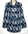 Style & Co Womens Shirt Blue Ikat Print Long Sleeve Button Down Top Size 4 NWT