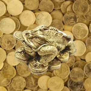 Feng Shui Frosch Geld Glücksfrosch Münze chinesischer Charm für Wohlstand Wohnkultur  - Bild 1 von 12