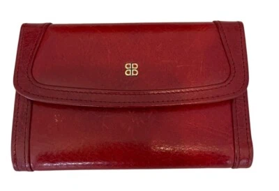 Dama Bosca Cuero Rojo Triple Plegable Bolsillo con Cremallera y Ranuras para Tarjetas Foto 1 de 4