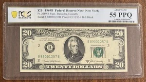 $20 1969B FEDERAL RESERVE NOTE NEW YORK PCGS 55PPQ 2069-B BANUELOS CONNALLY - Picture 1 of 2