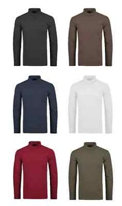 Mens Winter Heavy Cotton 300 Gsm Roll Ribbed Neck Ski Golf Layer Top S-5XL - Picture 1 of 11