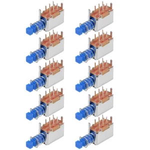 10pz Interruttore a Pulsante DPDT 6 Pin 1 Posizione Autobloccante Blu - Foto 1 di 4