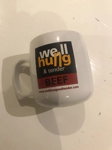 GUT AUFGEHÄNGT und ZARTER RINDFLEISCHBECHER UNHÖFLICHER HUMOR WITZ NEUHEIT - Bild 1 von 11