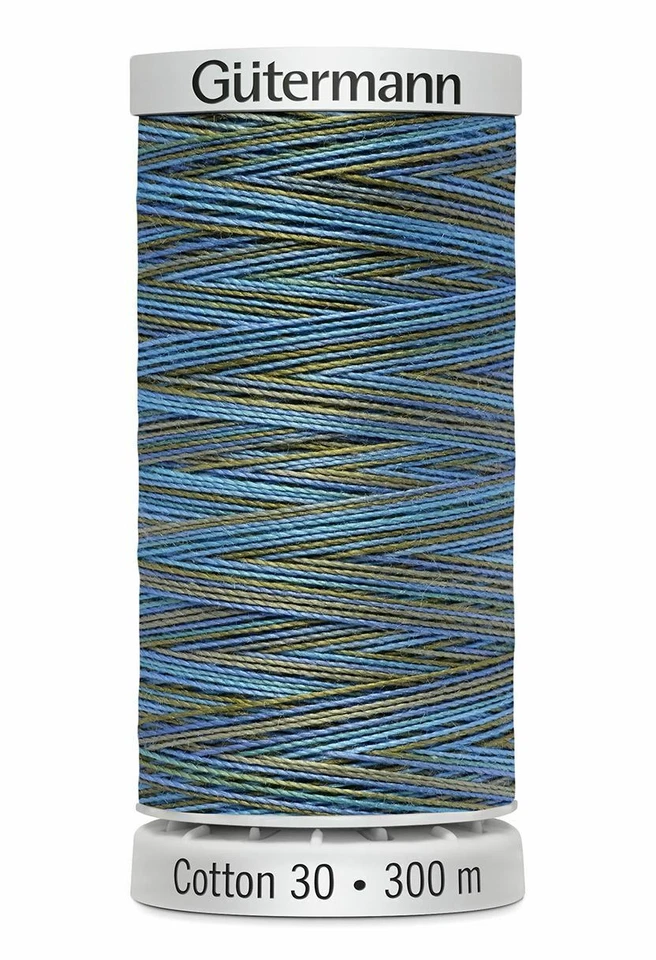 Gutermann Cotton 30 # 4080 VARIEGATED BLUE GREEN, 300m Embroidery, Quiltin - Image 1 of 1