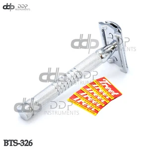 Safety Razor Double Edge Stainless Blades Manual Shaving Razor + 5 Blade BTS-326 - Picture 1 of 3