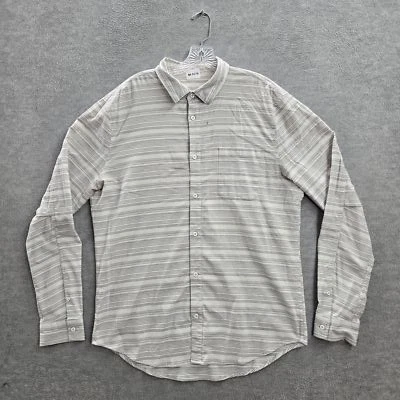 Camisa Lululemon Hombres Abotonada XL Gris Rayas Comisión Rápida Oxford LEER Foto 1 de 4