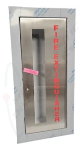 Larsen's 10 lb Recessed Stainless Steel Fire Extinguisher Cabinet SS2409-R2-VD - Picture 1 of 3