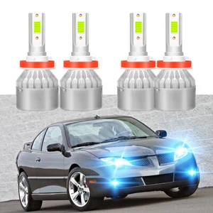 For Pontiac Sunfire 2003-2005 4X 8000K LED Headlight High Low Beam Bulbs Combo - Picture 1 of 9
