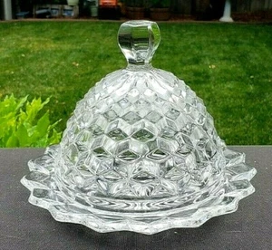 Crystal Fostoria American Round 1 Pound Butter Dish - Picture 1 of 9
